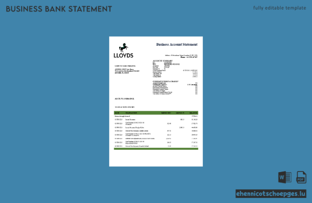 Organisationserklärung von Lloyds (Vereinigtes Königreich) – Beispiel als Word- und PDF-Datei (Vorschau)